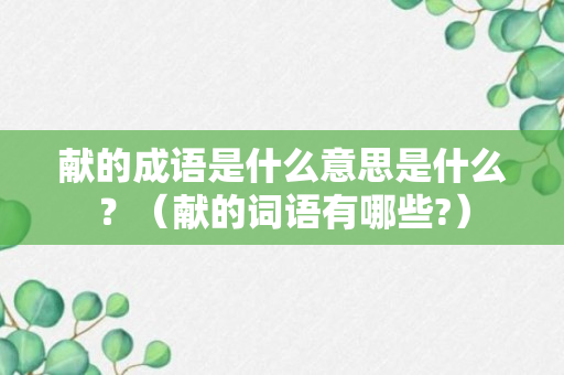 献的成语是什么意思是什么？（献的词语有哪些?）