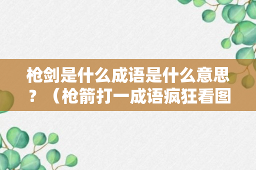 枪剑是什么成语是什么意思？（枪箭打一成语疯狂看图）