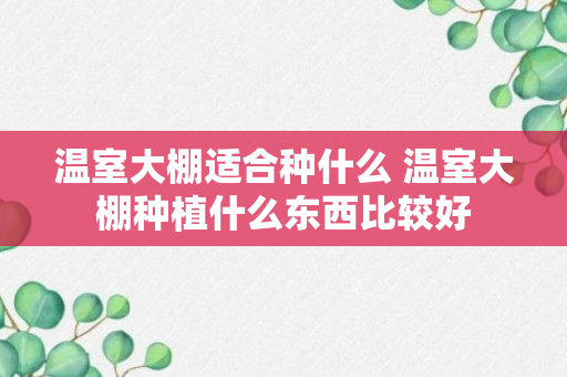 温室大棚适合种什么 温室大棚种植什么东西比较好