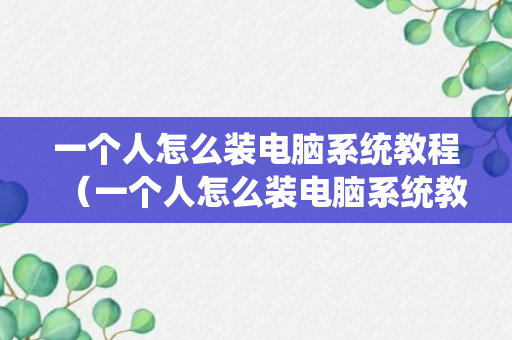 一个人怎么装电脑系统教程（一个人怎么装电脑系统教程图片）