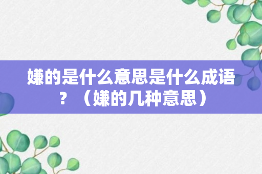 嫌的是什么意思是什么成语？（嫌的几种意思）