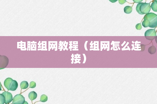 电脑组网教程（组网怎么连接）