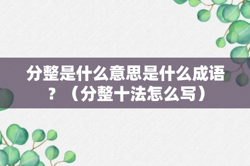 分整是什么意思是什么成语？（分整十法怎么写）