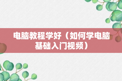 电脑教程学好（如何学电脑基础入门视频）