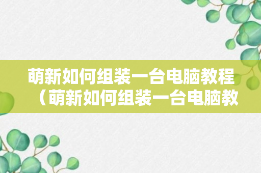 萌新如何组装一台电脑教程（萌新如何组装一台电脑教程视频）