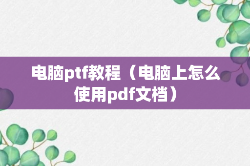 电脑ptf教程（电脑上怎么使用pdf文档）