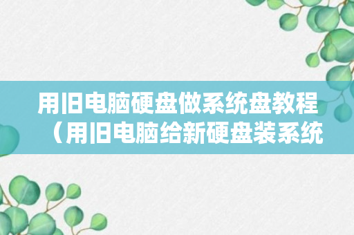 用旧电脑硬盘做系统盘教程（用旧电脑给新硬盘装系统）