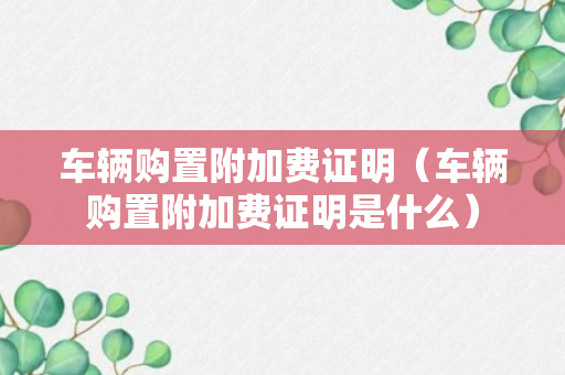 车辆购置附加费证明（车辆购置附加费证明是什么）