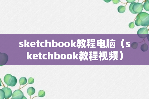 sketchbook教程电脑（sketchbook教程视频）