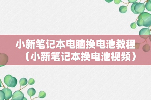 小新笔记本电脑换电池教程（小新笔记本换电池视频）