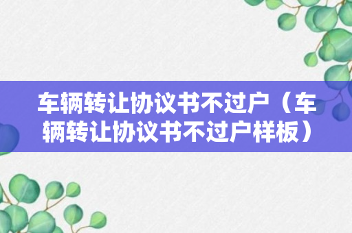 车辆转让协议书不过户（车辆转让协议书不过户样板）