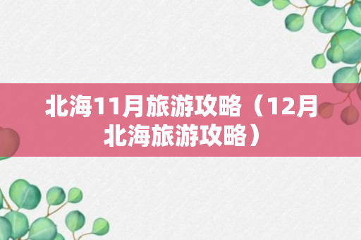 北海11月旅游攻略（12月北海旅游攻略）