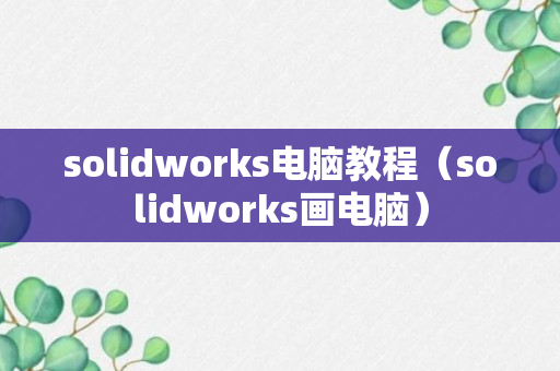 solidworks电脑教程（solidworks画电脑）