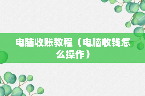 电脑收账教程（电脑收钱怎么操作）