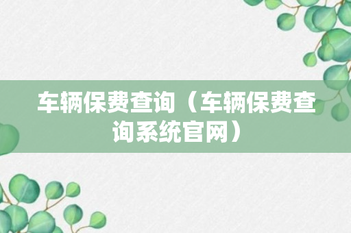 车辆保费查询（车辆保费查询系统官网）