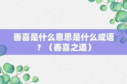 善喜是什么意思是什么成语？（善喜之道）