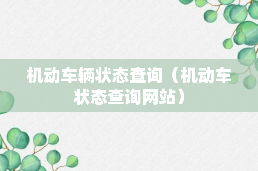 机动车辆状态查询（机动车状态查询网站）