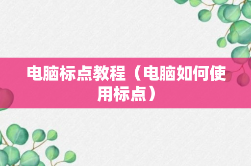 电脑标点教程（电脑如何使用标点）