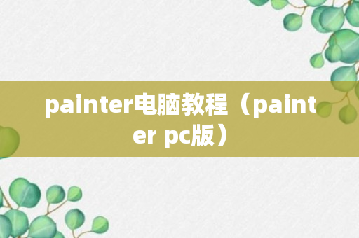 painter电脑教程（painter pc版）