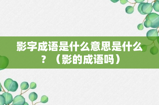 影字成语是什么意思是什么？（影的成语吗）