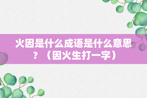 火因是什么成语是什么意思？（因火生打一字）