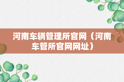 河南车辆管理所官网（河南车管所官网网址）