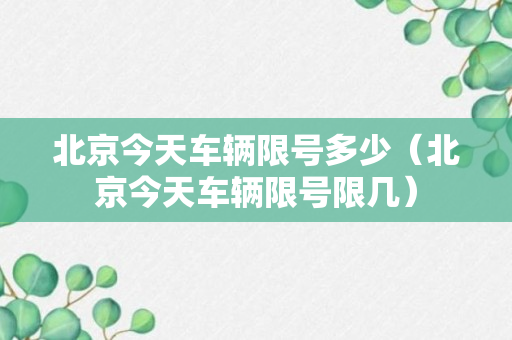 北京今天车辆限号多少（北京今天车辆限号限几）