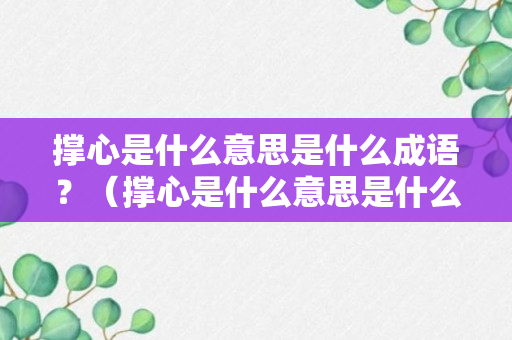 撑心是什么意思是什么成语？（撑心是什么意思是什么成语啊）