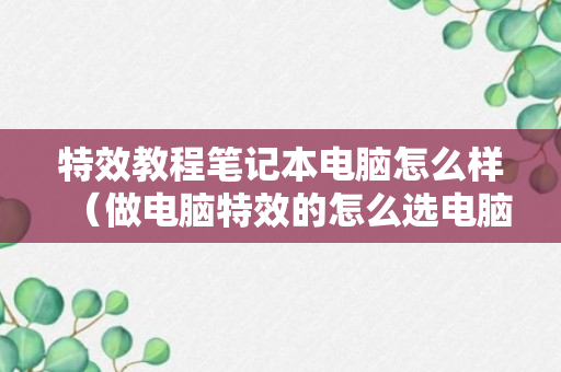 特效教程笔记本电脑怎么样（做电脑特效的怎么选电脑）