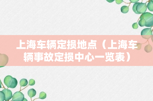 上海车辆定损地点（上海车辆事故定损中心一览表）