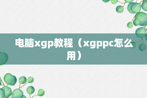 电脑xgp教程（xgppc怎么用）