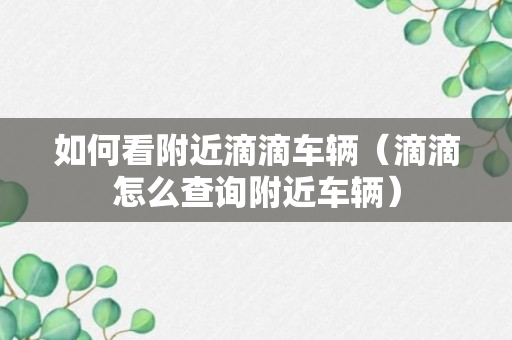 如何看附近滴滴车辆（滴滴怎么查询附近车辆）