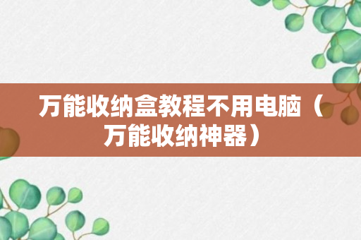 万能收纳盒教程不用电脑（万能收纳神器）