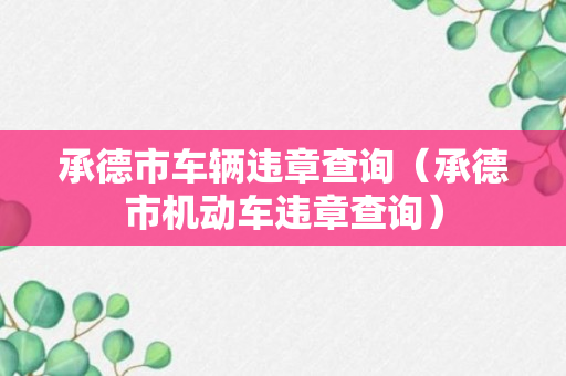 承德市车辆违章查询（承德市机动车违章查询）