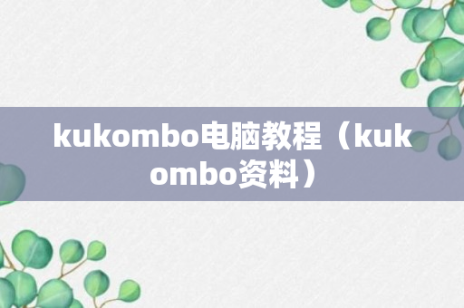 kukombo电脑教程（kukombo资料）