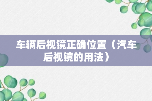 车辆后视镜正确位置（汽车后视镜的用法）