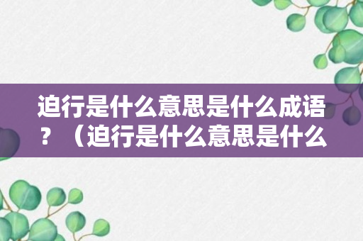 迫行是什么意思是什么成语？（迫行是什么意思是什么成语啊）