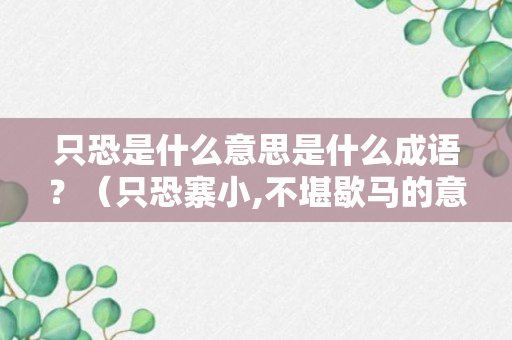 只恐是什么意思是什么成语？（只恐寨小,不堪歇马的意思）