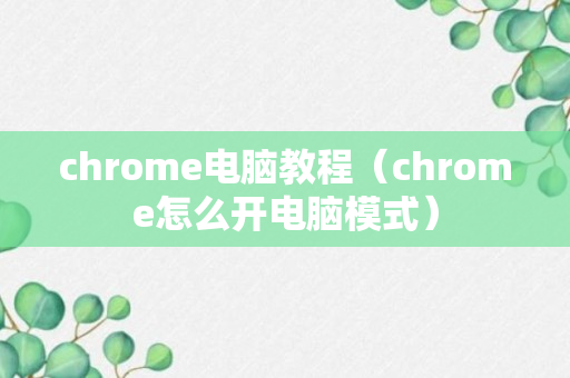 chrome电脑教程（chrome怎么开电脑模式）