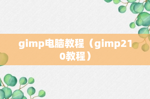 gimp电脑教程（gimp210教程）